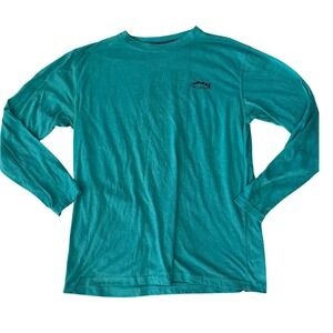 Bluefin USA Long Sleeve Graphic Tee Men's Large Marlin Fishing Aqua Blue